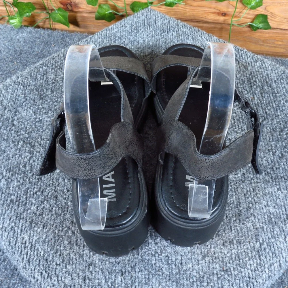 MIA Jaci Women Platform Lug Sole Sandals Size 7.5 Fashion Black Manmade